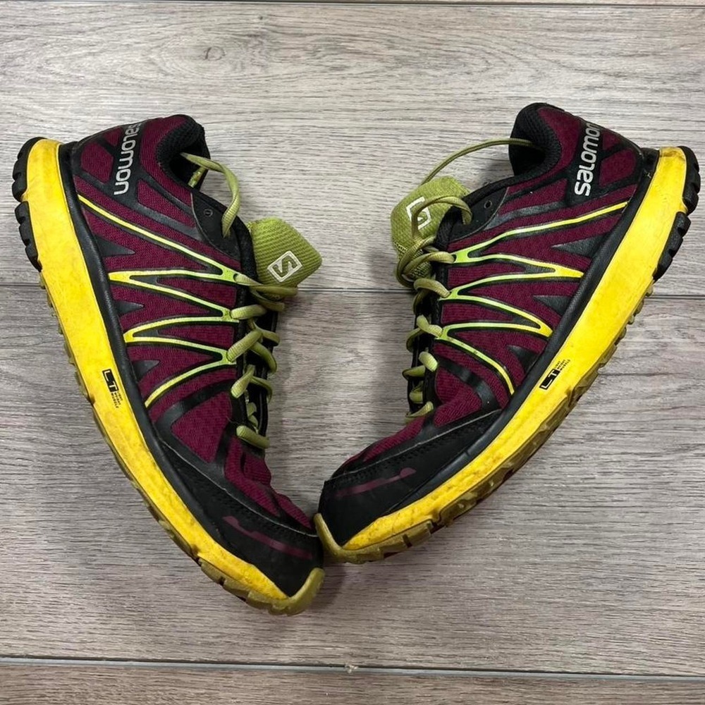 Salomon X-Tour Running Shoes Mens Burgundy Yellow Black 368729